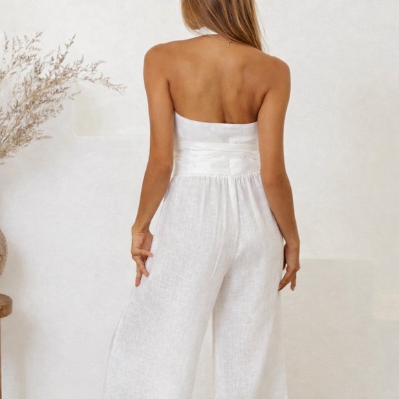 Free the Label Milan Wrap Linen Top White Size S NWOT Coastal Minimalist - Picture 2 of 8